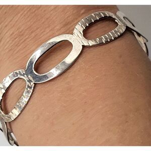 Sterling Silver Bangle Bracelet Chain Style 7.5in